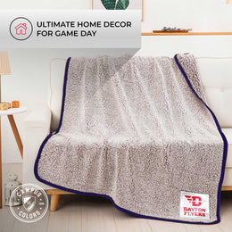 Dayton Flyers NCAA Silk Sherpa College Throw Blanket - Navy