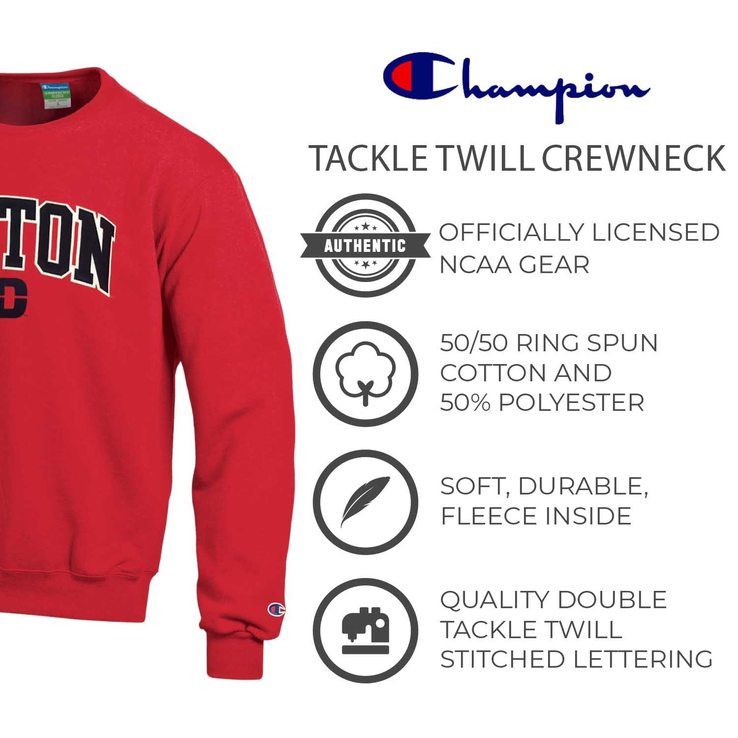 Dayton Flyers Adult Tackle Twill Crewneck - Red
