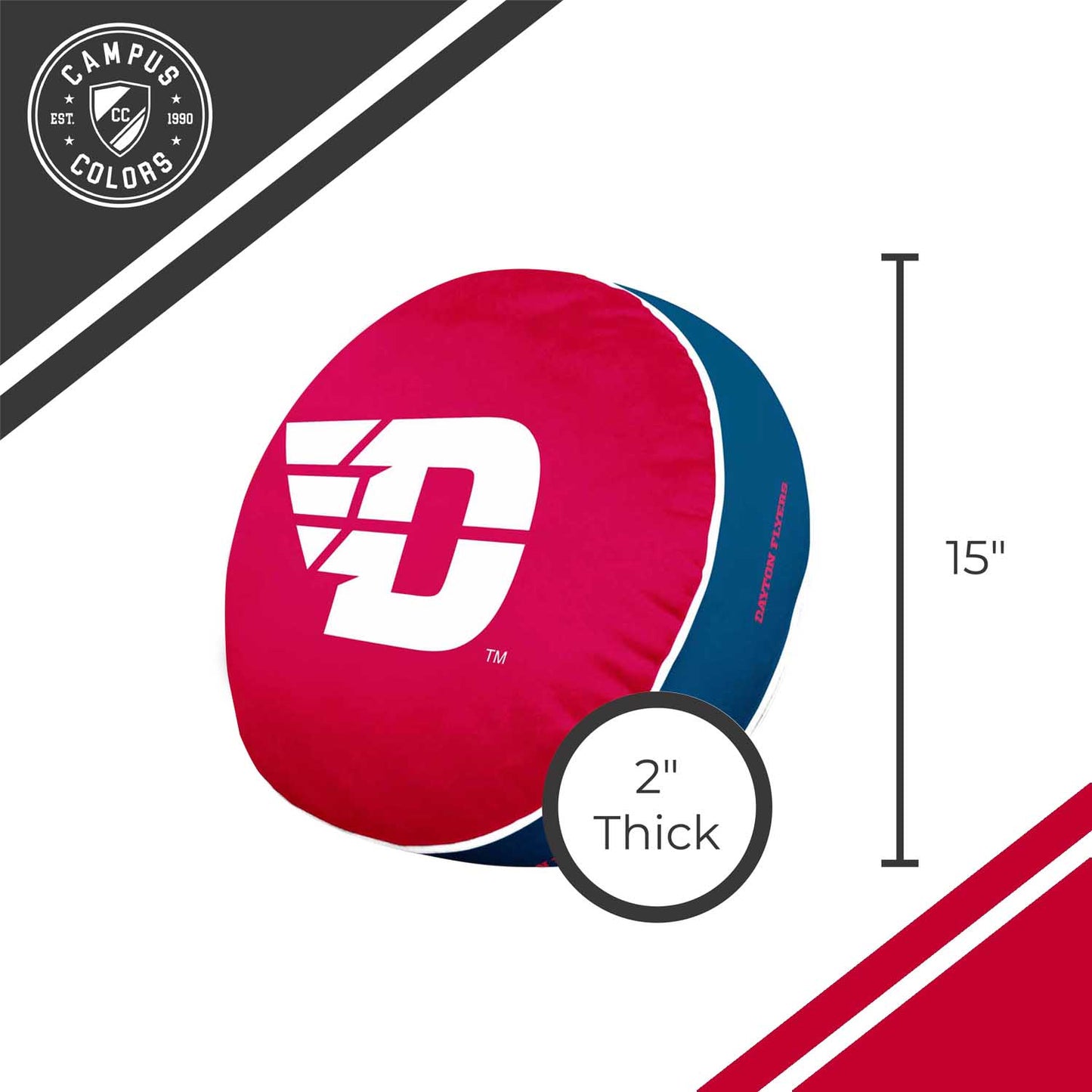 Dayton Flyers Team Logo 15 Inch Ultra Soft Stretch Plush Pillow - Red