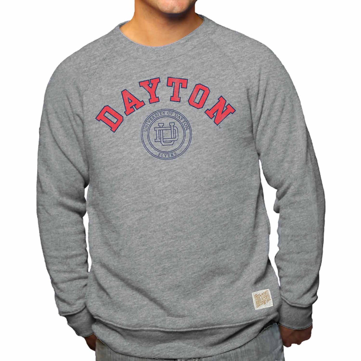 Dayton Flyers College Gray University Seal Crewneck Sweatshirt - Gray