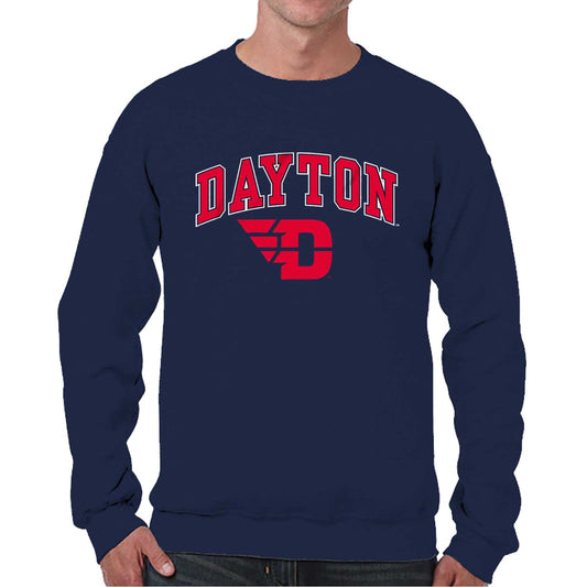 Dayton Flyers Adult Arch & Logo Soft Style Gameday Crewneck Sweatshirt - Navy