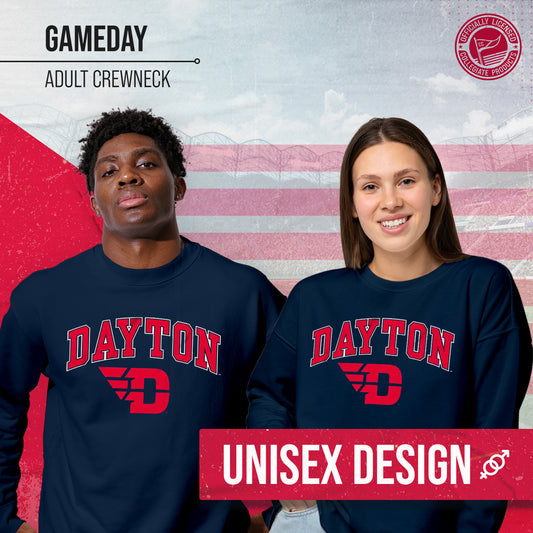 Dayton Flyers Adult Arch & Logo Soft Style Gameday Crewneck Sweatshirt - Navy