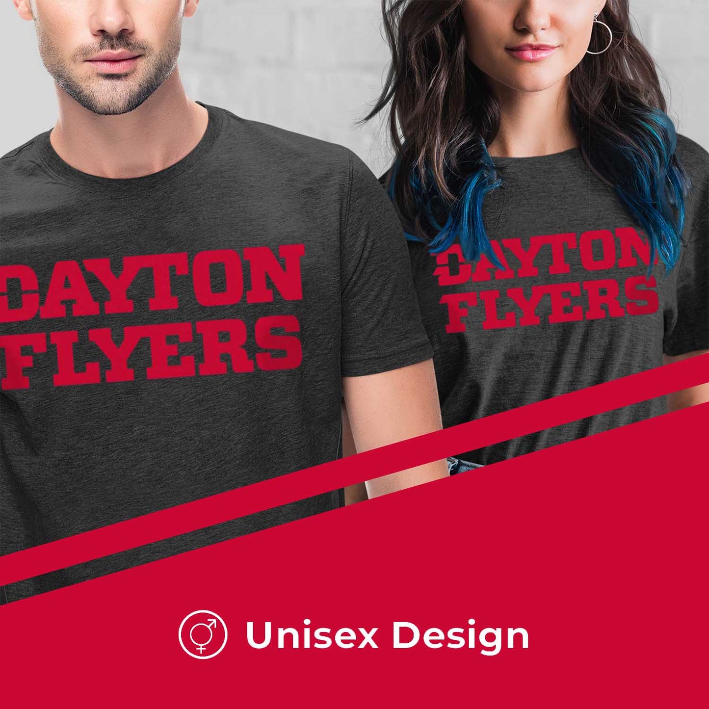 Dayton Flyers Campus Colors NCAA Adult Cotton Blend Charcoal Tagless T-Shirt - Charcoal