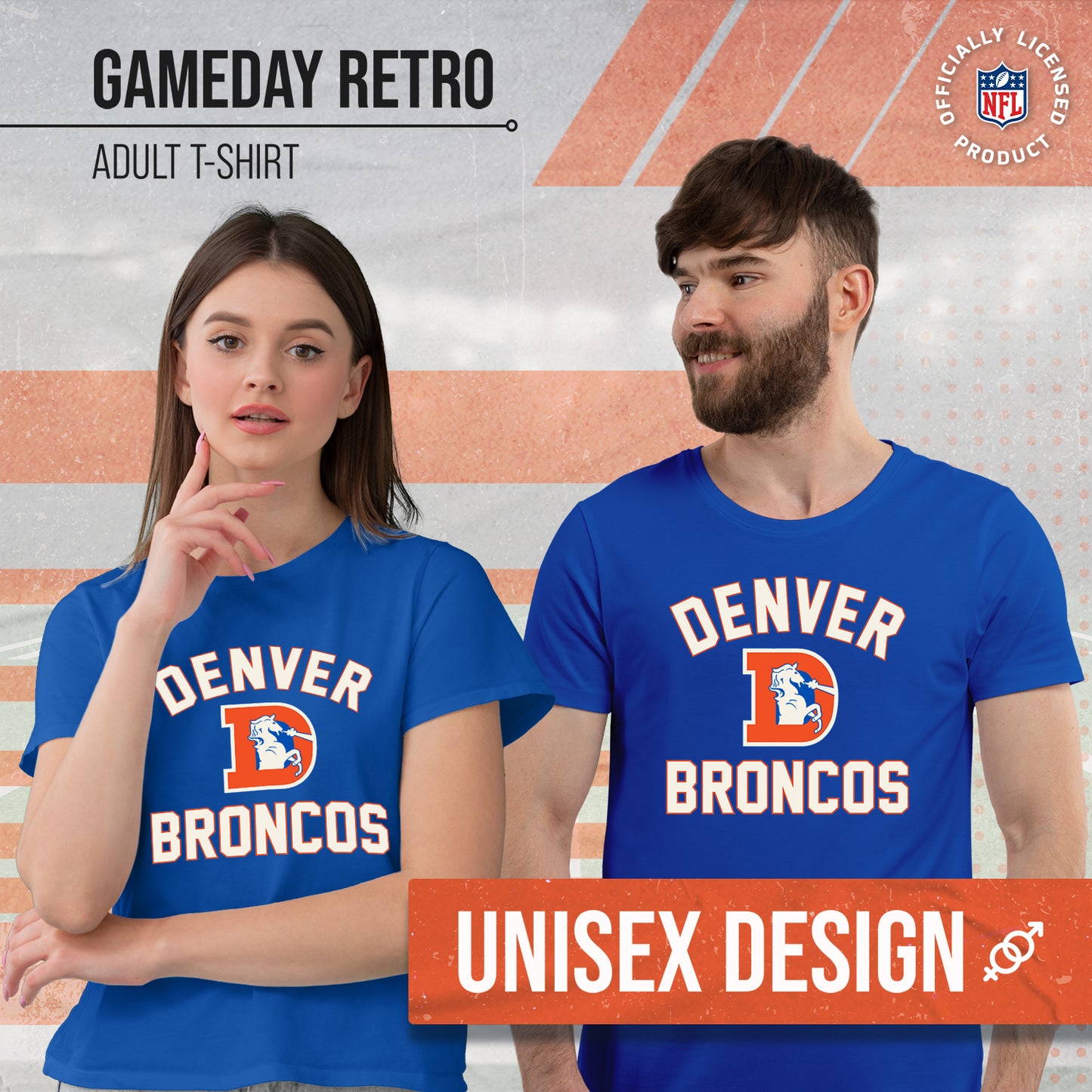 Denver Broncos NFL Adult Retro Gameday Unisex T-Shirt - Royal