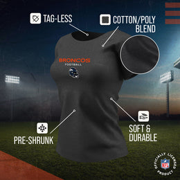 Denver Broncos Women's NFL Football Helmet Short Sleeve Tagless T-Shirt - Charcoal