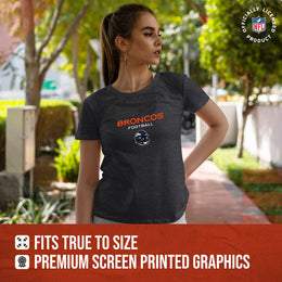 Denver Broncos Women's NFL Football Helmet Short Sleeve Tagless T-Shirt - Charcoal