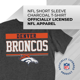 Denver Broncos NFL Adult Team Block Tagless T-Shirt - Charcoal