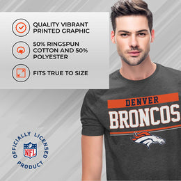 Denver Broncos NFL Adult Team Block Tagless T-Shirt - Charcoal