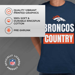 Denver Broncos NFL Adult Team Slogan Unisex T-Shirt - Navy