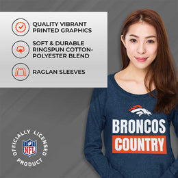 Denver Broncos NFL Womens Team Slogan Crew Neck - Navy