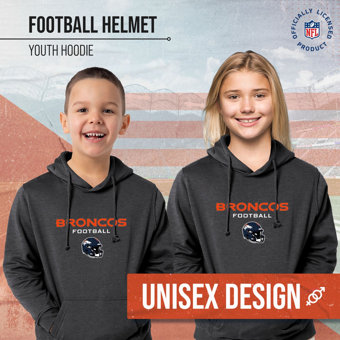 Denver Broncos NFL Youth Football Helmet Hood - Charcoal
