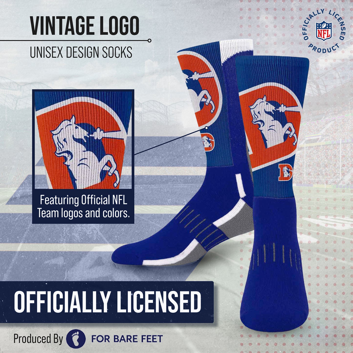 Denver Broncos NFL V Curve  Socks - Royal