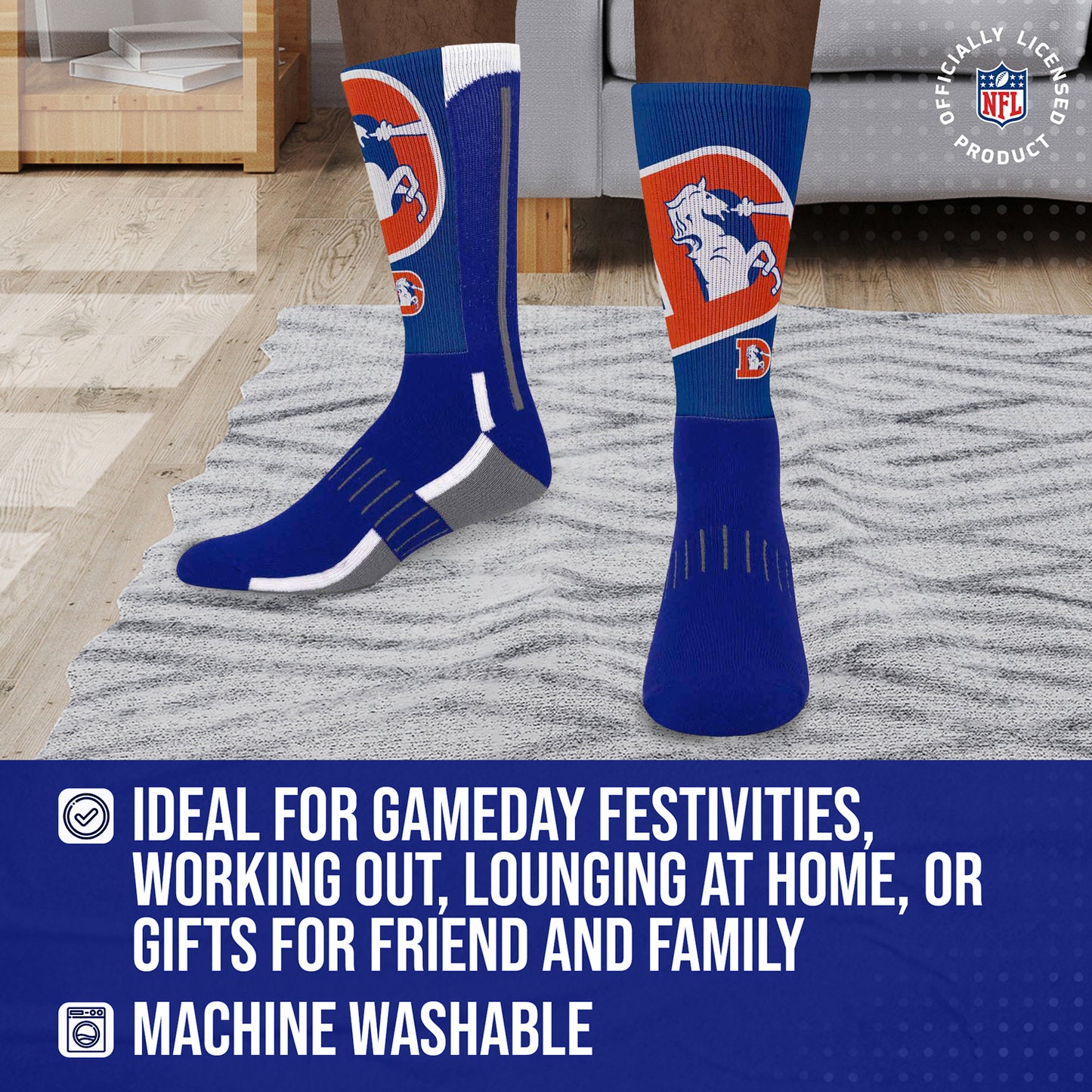 Denver Broncos NFL V Curve  Socks - Royal