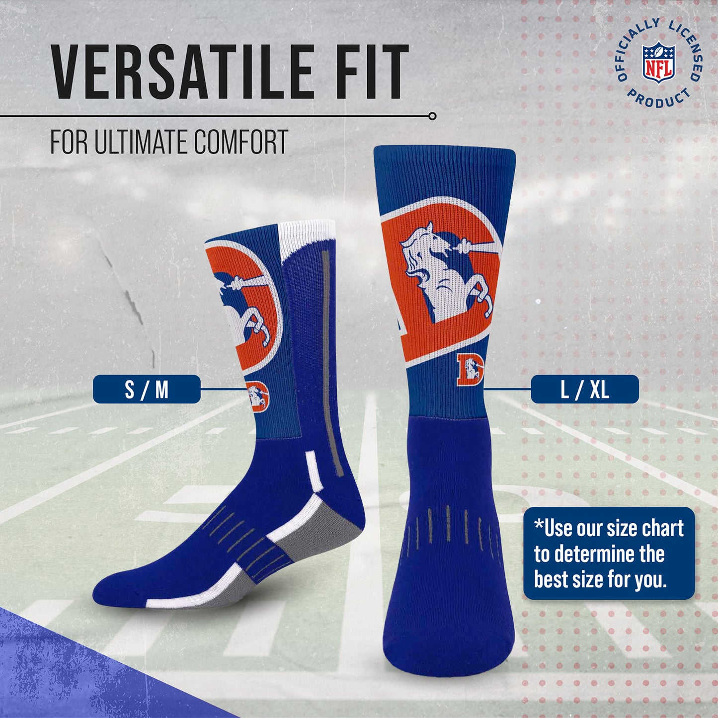 Denver Broncos NFL V Curve  Socks - Royal