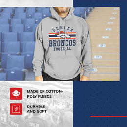 Denver Broncos NFL Team Stripe Hooded Sweatshirt- Soft Pullover Sports Hoodie For Men & Women - Sport Gray