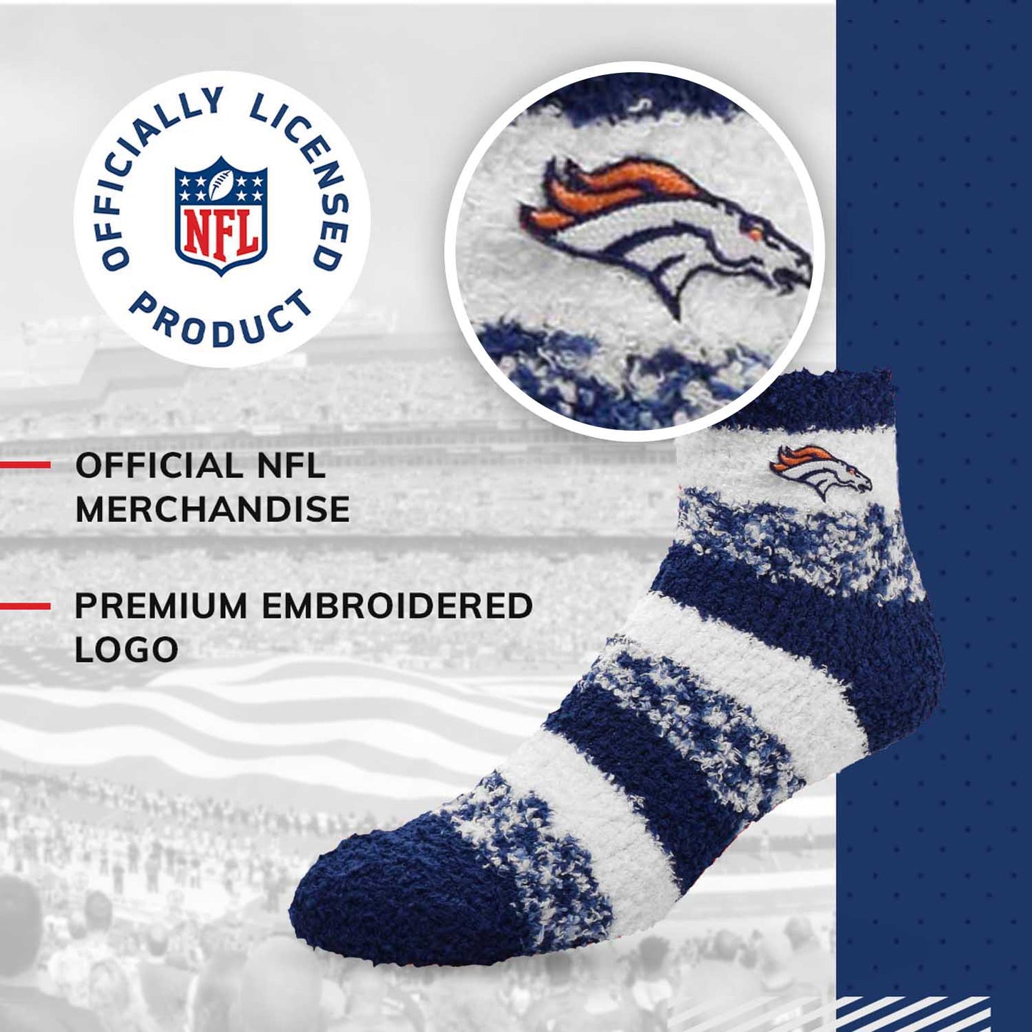 Denver Broncos NFL Cozy Soft Slipper Socks - Navy