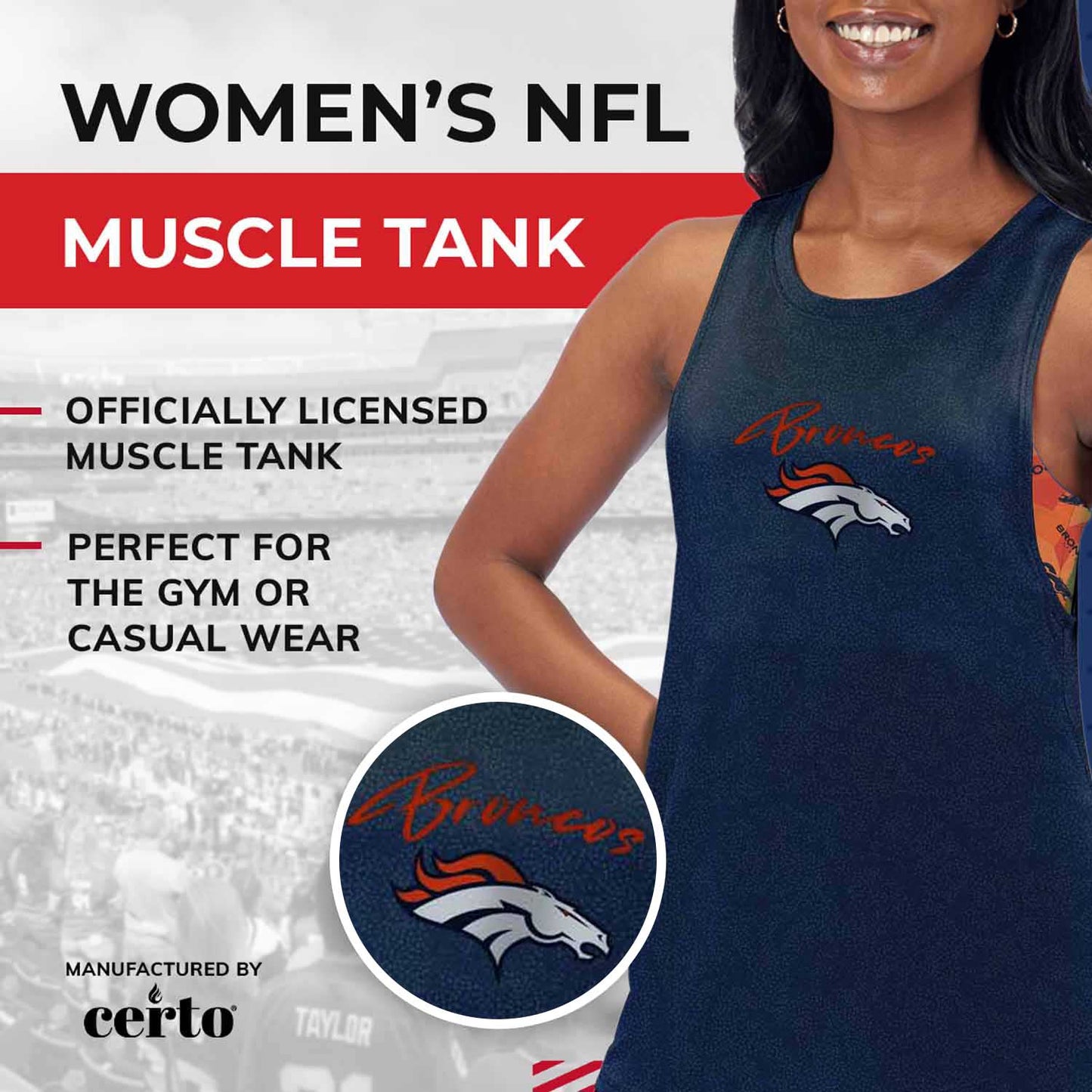 Denver Broncos NFL Women's Muscle Tank - Navy