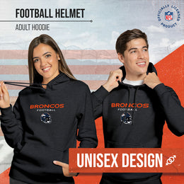 Denver Broncos Adult NFL Football Helmet Heather Hooded Sweatshirt  - Charcoal