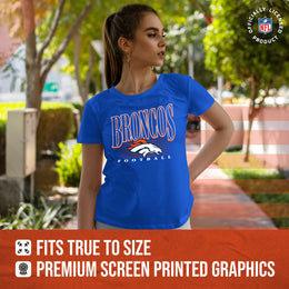 Denver Broncos NFL Womens Overtime Blueprint Tag-Less T-Shirt - Royal