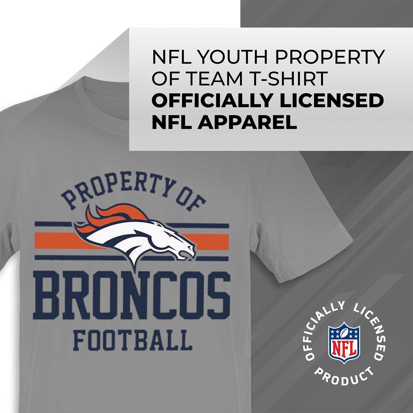 Denver Broncos NFL Youth Property Of Short Sleeve Lightweight T Shirt - Sport Gray