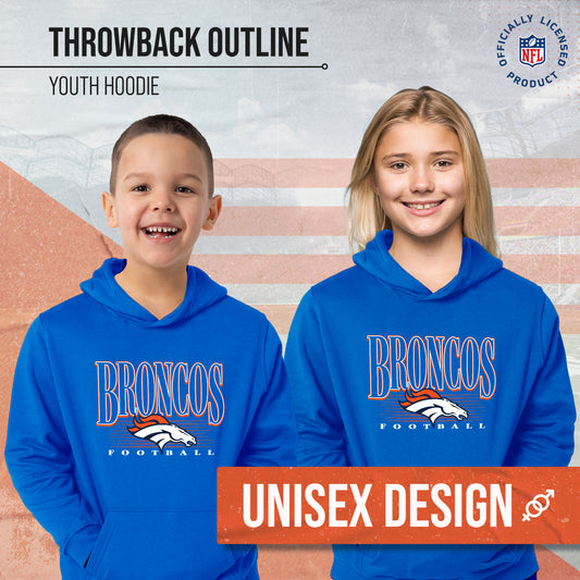 Denver Broncos NFL Youth Overtime Blueprint Football Fleece Hooded Sweatshirt - Royal