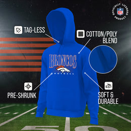 Denver Broncos NFL Youth Overtime Blueprint Football Fleece Hooded Sweatshirt - Royal