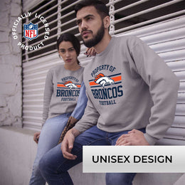 Denver Broncos NFL Adult Property Of Crewneck Fleece Sweatshirt - Sport Gray