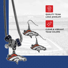 Denver Broncos NFL Game Day Necklace and Earrings - Silver
