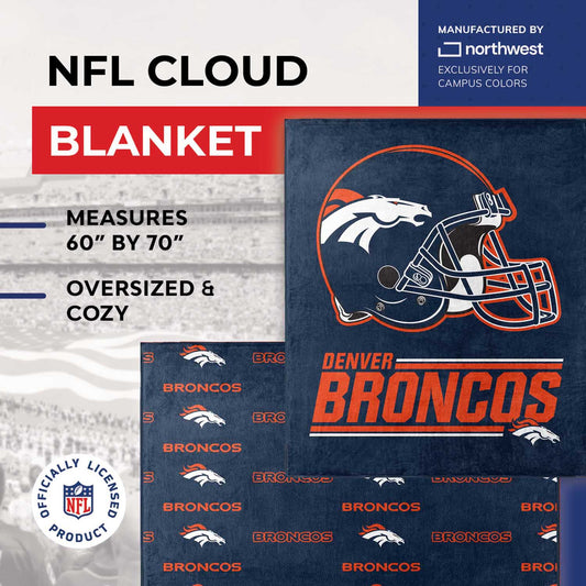 Denver Broncos NFL Double Sided Blanket - Navy