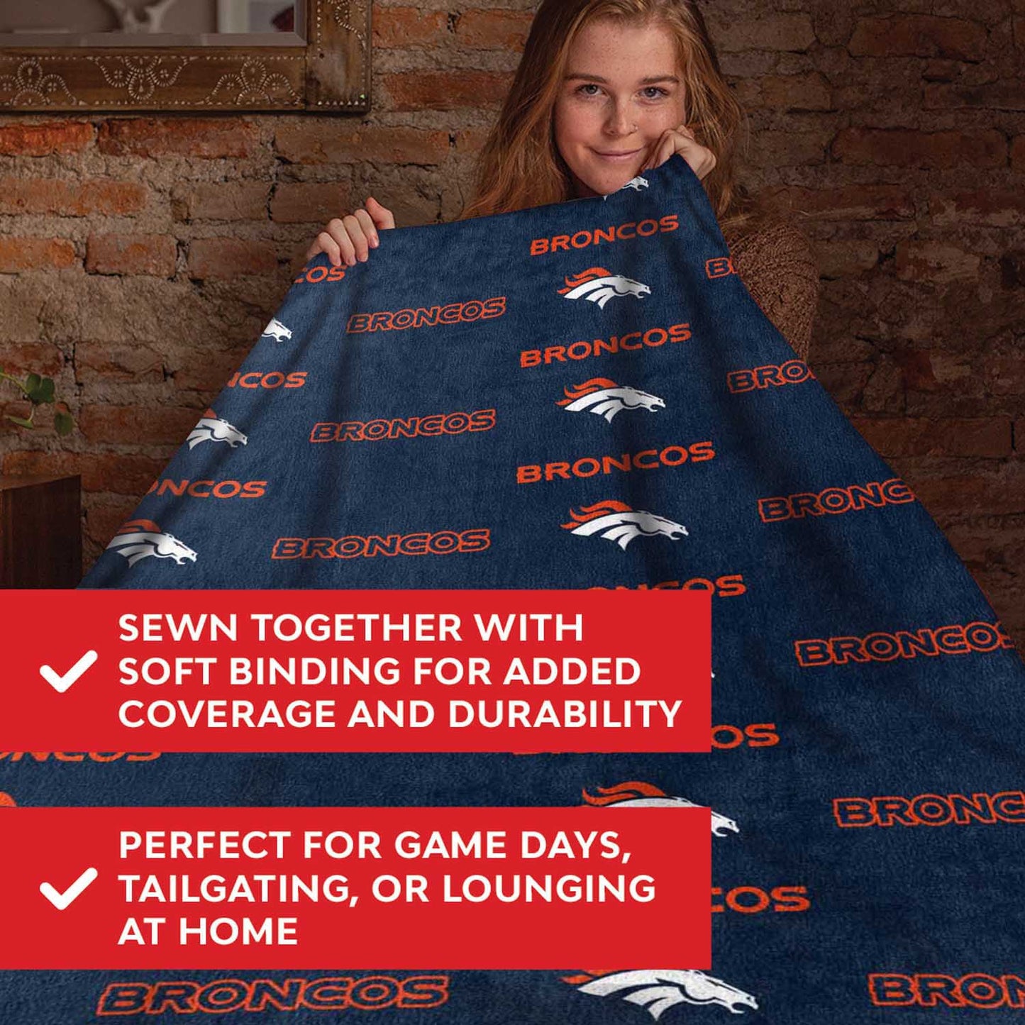 Denver Broncos NFL Double Sided Blanket - Navy