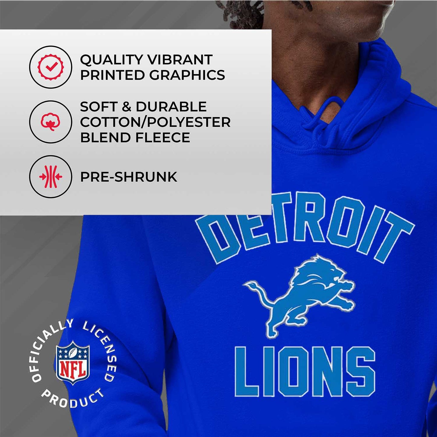 Detroit Lions NFL Adult Gameday Hooded Sweatshirt - Royal