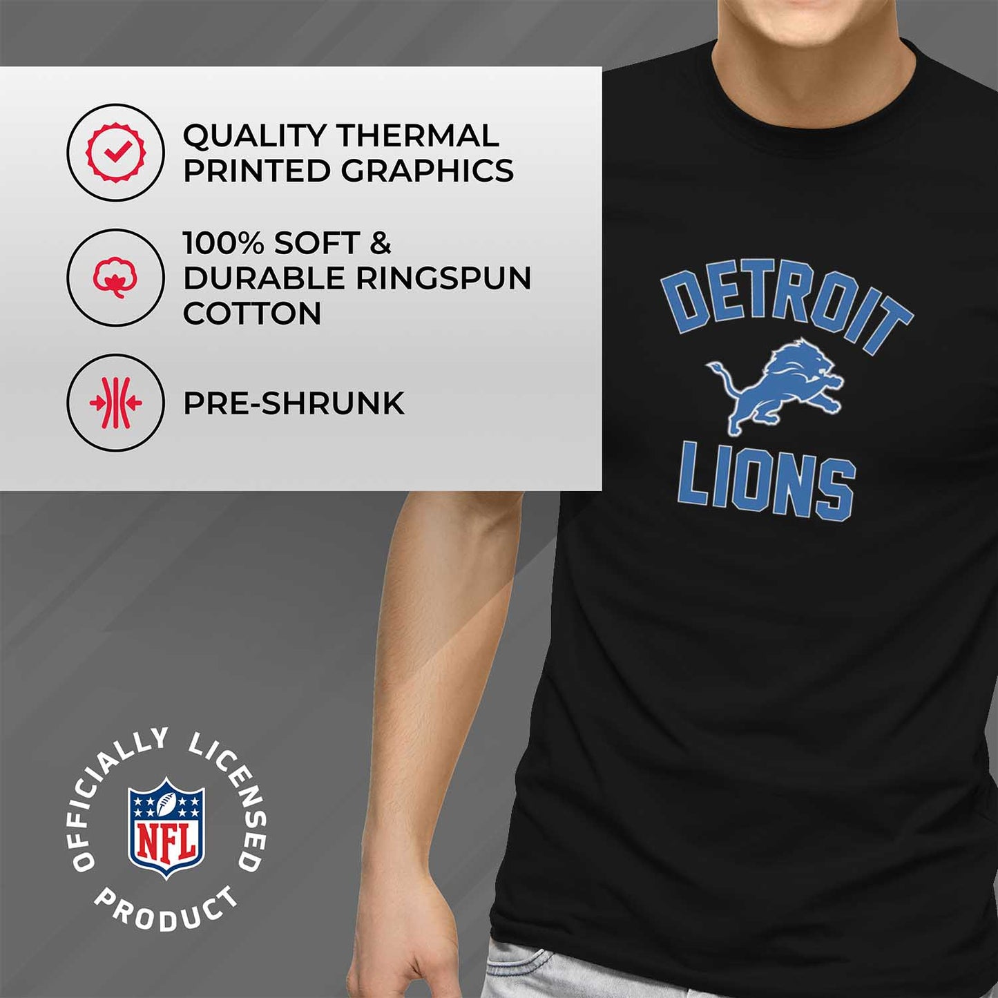 Detroit Lions NFL Adult Gameday T-Shirt - Black