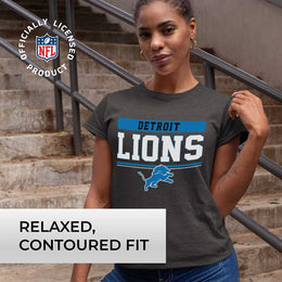 Detroit Lions NFL Women's Team Block Plus Sized Relaxed Fit T-Shirt - Charcoal