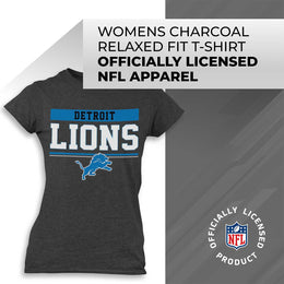 Detroit Lions NFL Women's Team Block Plus Sized Relaxed Fit T-Shirt - Charcoal