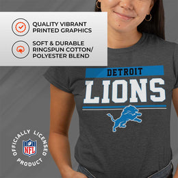 Detroit Lions NFL Women's Team Block Plus Sized Relaxed Fit T-Shirt - Charcoal