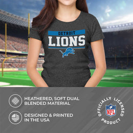 Detroit Lions NFL Women's Team Block Plus Sized Relaxed Fit T-Shirt - Charcoal