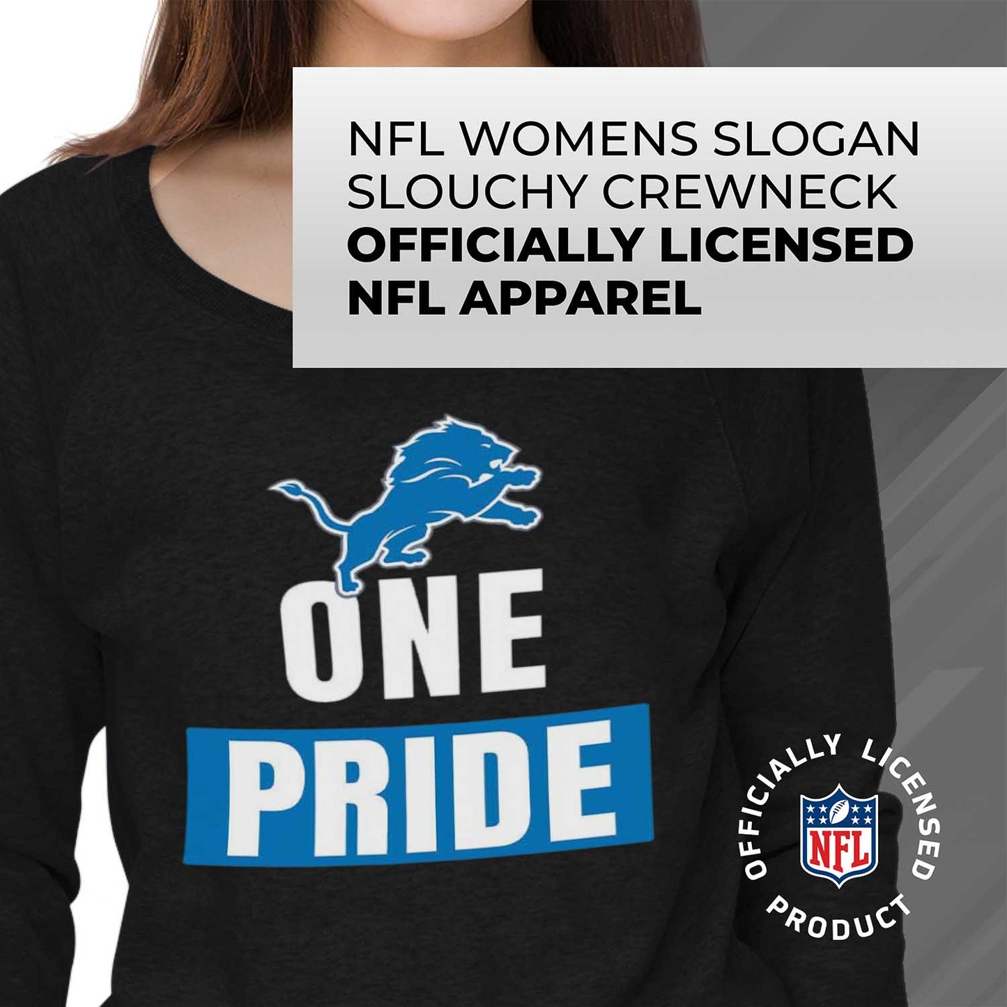 Detroit Lions NFL Womens Plus Size Team Slogan Crew Neck - Black