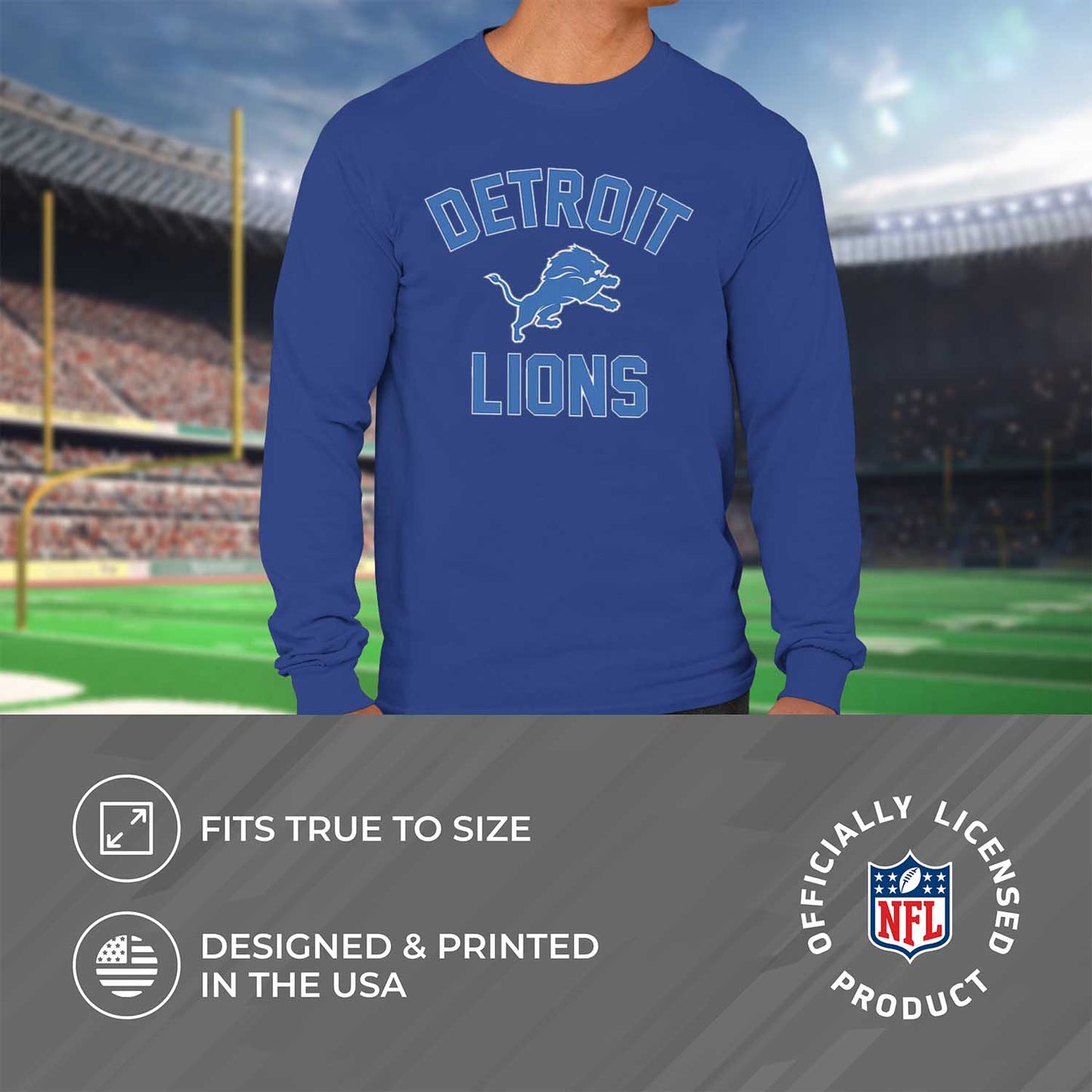 Detroit Lions NFL Gameday Adult Long Sleeve Shirt - Royal
