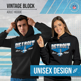 Detroit Lions NFL Adult Unisex Vintage Block Ultra Soft Fleece Hooded Sweatshirt - Black