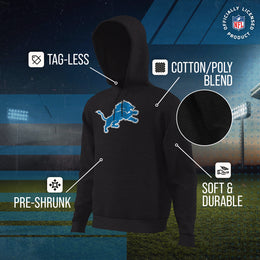 Detroit Lions NFL Adult Unisex Modern Throwback Ultra Soft Fleece Hooded Sweatshirt - Black Heather