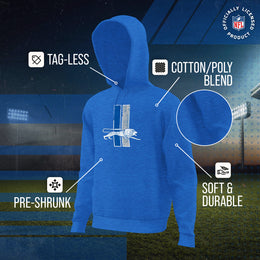 Detroit Lions NFL Adult Unisex Modern Throwback Ultra Soft Fleece Hooded Sweatshirt - Royal