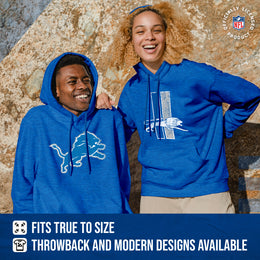 Detroit Lions NFL Adult Unisex Modern Throwback Ultra Soft Fleece Hooded Sweatshirt - Royal