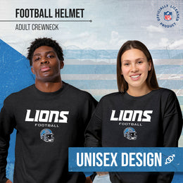 Detroit Lions Adult NFL Football Helmet Heather Crewneck Sweatshirt - Charcoal