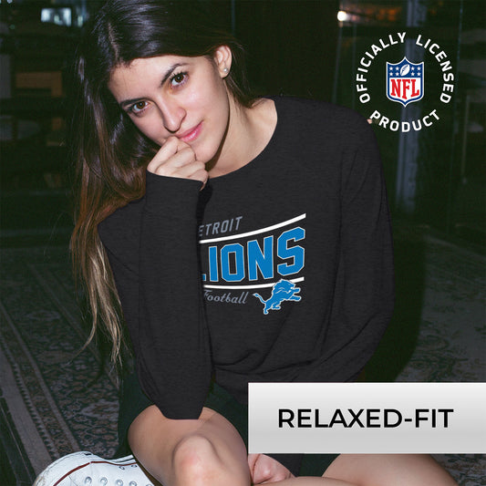 Detroit Lions NFL Womens Crew Neck Light Weight - Charcoal