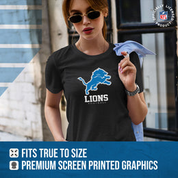 Detroit Lions Women's NFL Ultimate Fan Logo Short Sleeve T-Shirt - Black