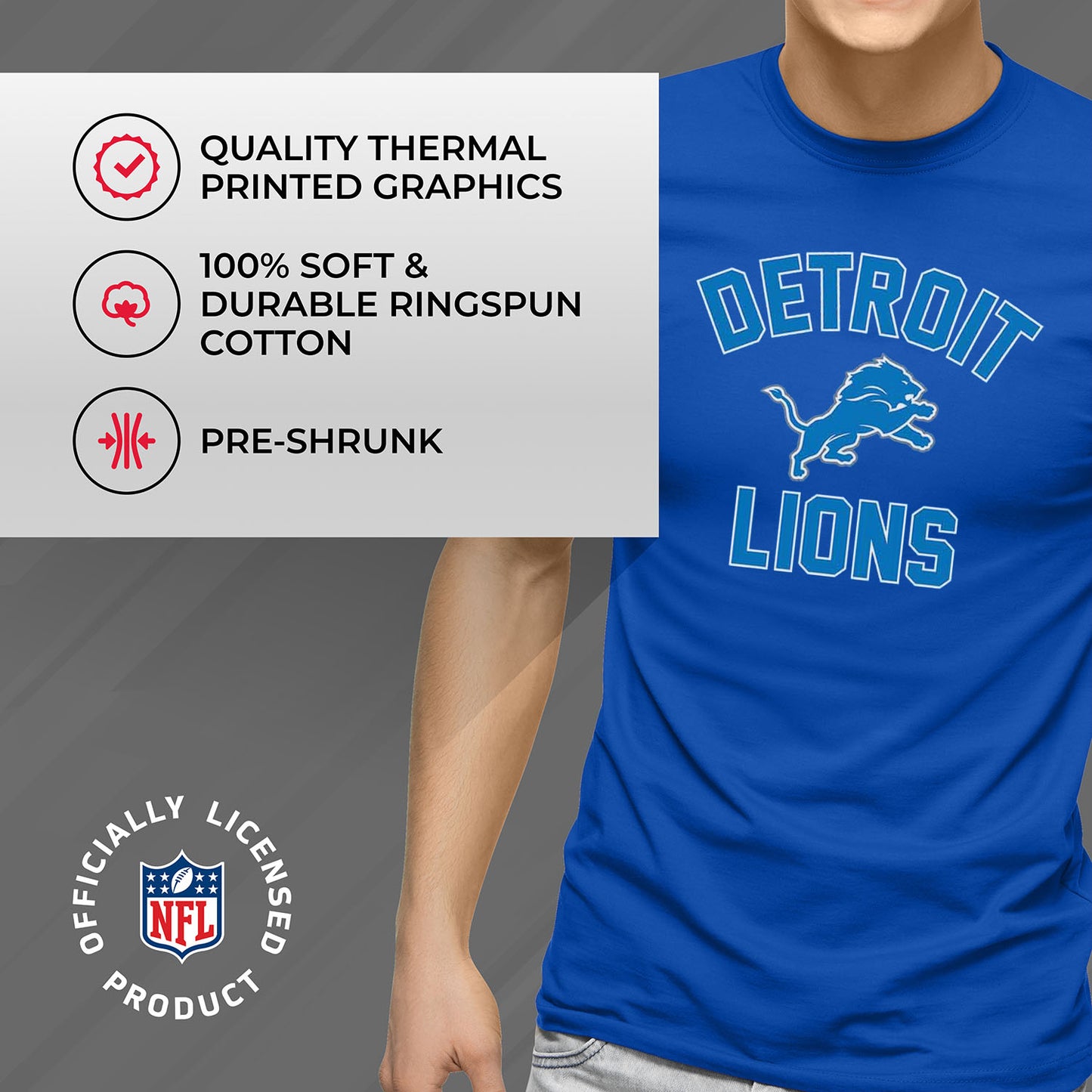 Detroit Lions NFL Adult Gameday T-Shirt - Royal