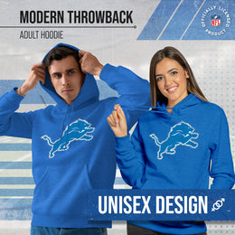 Detroit Lions NFL Adult Unisex Modern Throwback Ultra Soft Fleece Hooded Sweatshirt - Blue