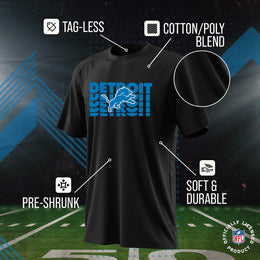 Detroit Lions NFL Youth Repeating Logo Football T-Shirt Unisex Tag Free Comfortable - Black