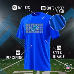 Detroit Lions NFL Youth Repeating Logo Football T-Shirt Unisex Tag Free Comfortable - Royal