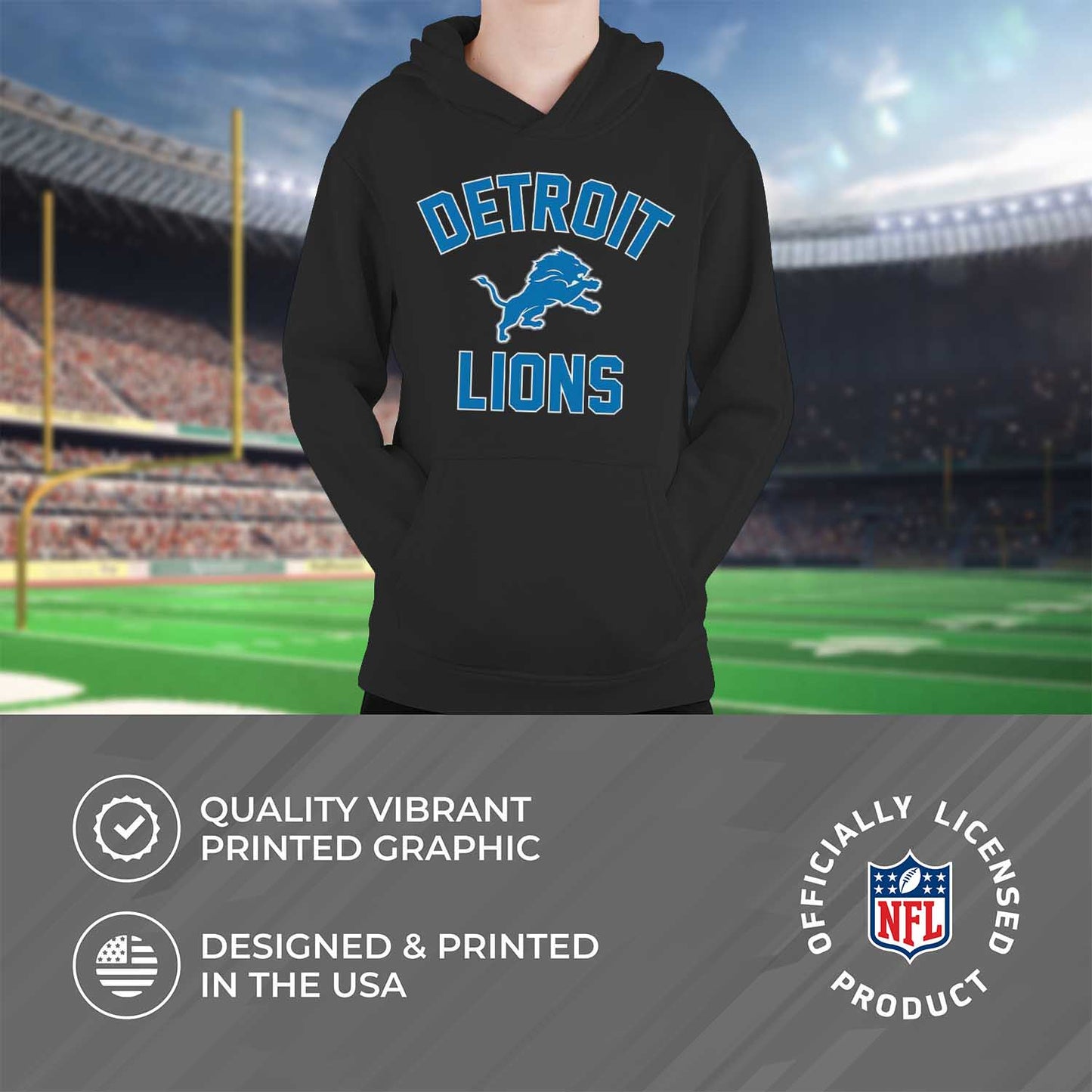 Detroit Lions NFL Youth Gameday Hooded Sweatshirt - Black